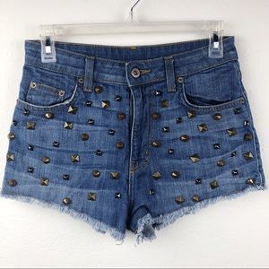 Carmar studded denim cutoff jean shorts